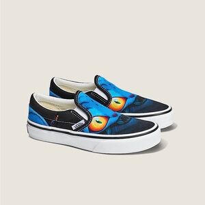 Little Kids Vans Blue Slip-On Shoes with Derpy Tiger Kpop Demon Hunters
